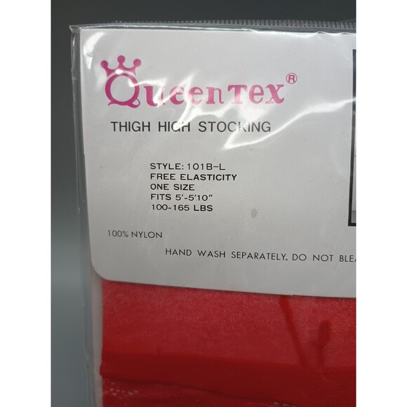 Queentex Thigh High Stockings Red One Size - Picture 3 of 5